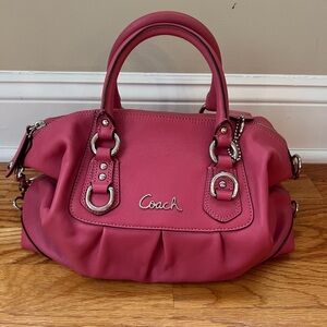 Coach Ashley Pink Leather Satchel with Silver Hardware F15445